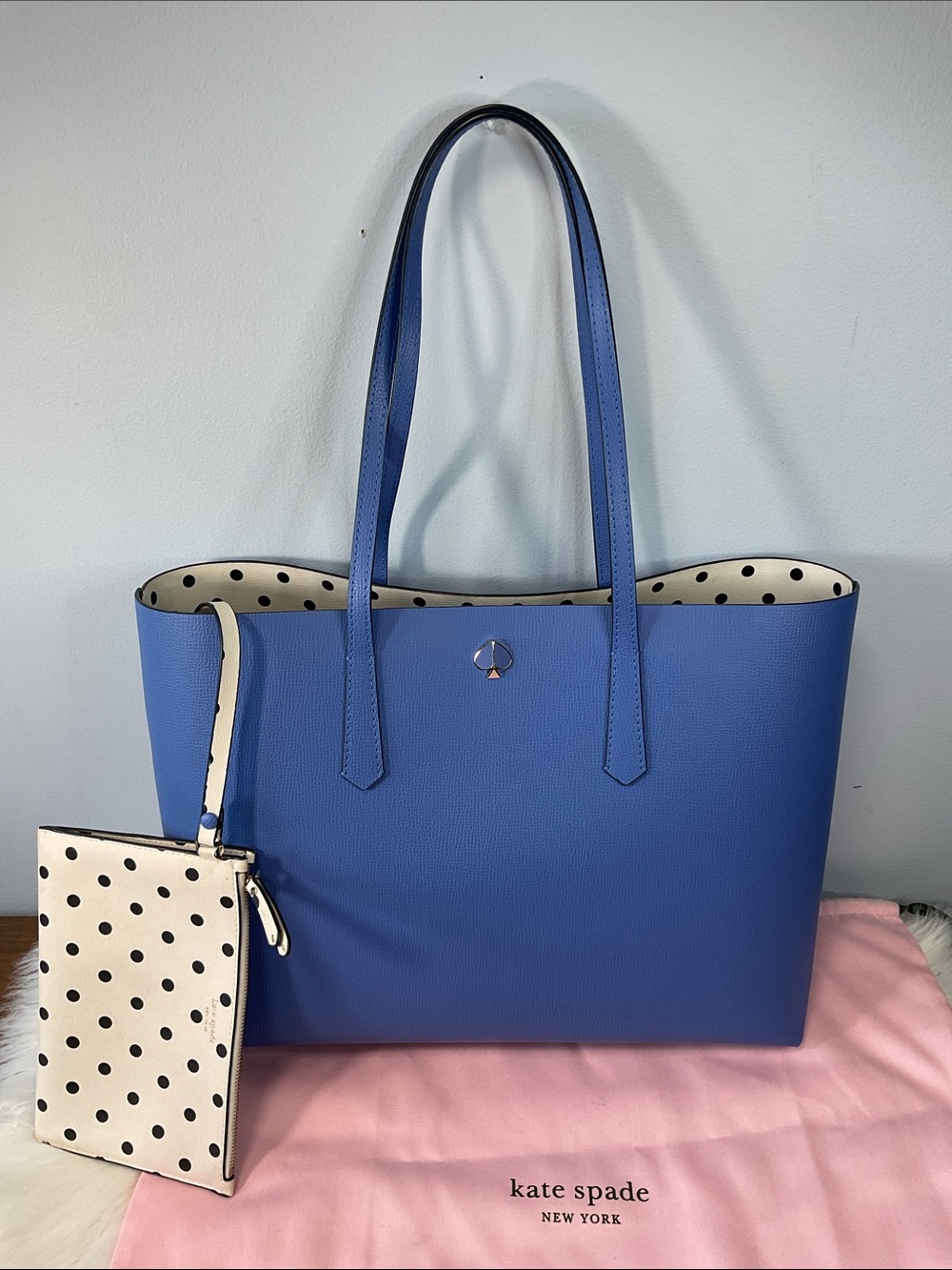 Kate Spade Molly Cabana Dot Pop Large Blue Swordfish Tote